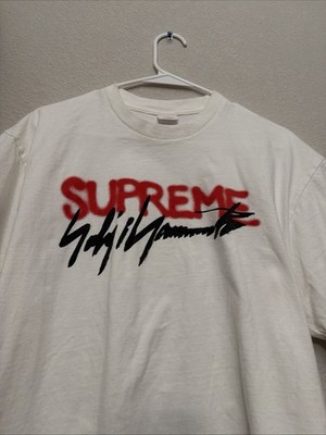 Supreme Yohji Yamamoto Men's White Cotton Logo T-Shirt Crew Neck