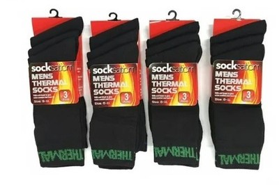 Ultimative schwarze Thermosocken für Herren, dicke warme Arbeitsstiefelsocken Größe 6-11