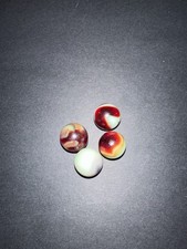Vintage Vitro Agate Parrot Marbles 4 Red Orange Yellow Ribbon Swirl UV Reacti