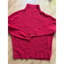 TAHARI PURE LUXE Womens Size M Red Cashmere Turtleneck Knit Sweater