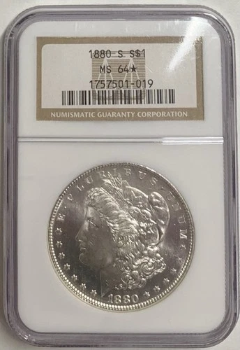 NGC MS64 STAR United States San Francisco Mint 1880 S Silver Morgan Dollar Coin