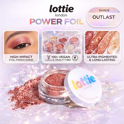 Lottie London Power Foil Metallic Eyeshadow Pot Vegan Long Lasting