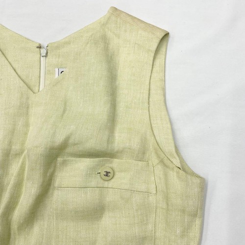 Authentic CHANEL Dress Coco Mark Button Sleeveless Light Green Size 40 Women's - Picture 7 of 24