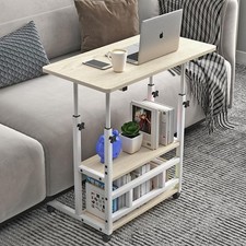 Home Office Desk, Height Adjustable Laptop Table with Shelf, Portable Small Comp