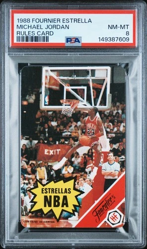 1988 FOURNIER ESTRELLAS RULES CARD MICHAEL JORDAN PSA 8