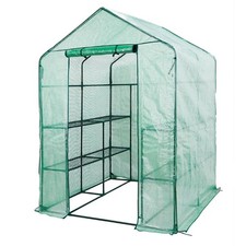 Walk-In XL Greenhouse with Shelves & Green PE Cover Garden Plant Grow House UK