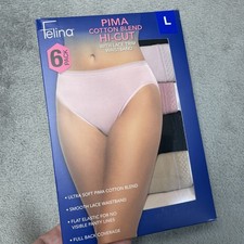 Felina Women's L Hi-Cut Panties Multicolor Pima Cotton Blend H0160