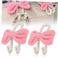 Car Purse Hook Bag Hanger with Bow Pearl Design, Car Seat Headrest Hook, 2