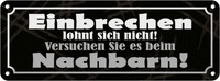 Blechschild 10X27 Cm Einbrechen Lohnt Nicht Dekoration Spruch Zitat Deko Geschen
