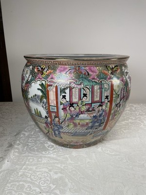 VTG Chinese Famille Rose Fish Bowl Planter