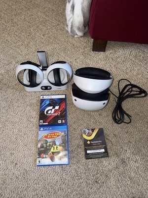 Sony PlayStation VR2 Headset w/ DOBE Dock, USB Cable, GT7 PS5 & Pac-Man PS4