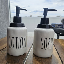 White Ceramic Soap Lotion Pump Dispensers Black Pumps