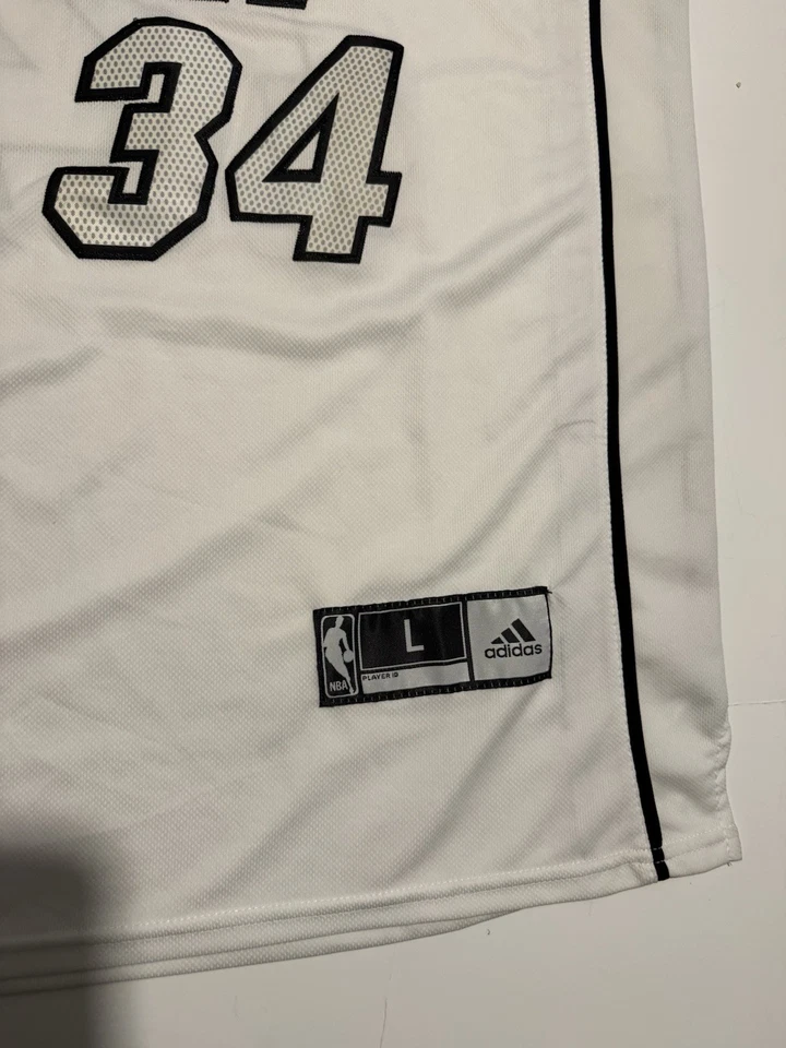 Nueva con etiquetas Camiseta Adidas Swingman Miami Heat Ray Allen #34 Grande Blanca Negra NBA Foto 3 de 4