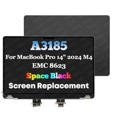 For MacBook Pro 14" A3185 M4 2024 LCD Screen Replacement Assembly Space Black