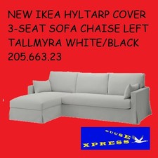 IKEA HYLTARP COPRIDIVANO 3 POSTI CHAISE LONGUE SINISTRA TALLMYRA BIANCO/NERO 205.663.23 NUOVO