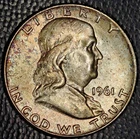 1961-D Franklin Half Dollar,  Very Choice BU, Toned