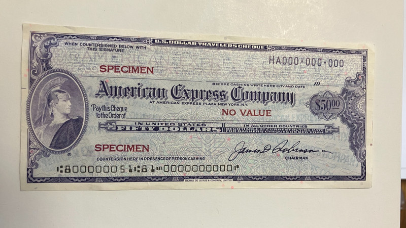 American Express Specimen $50 Note