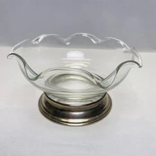 Sterling Silver Base Clear Glass Ruffled Edge Compote Model A64 5.5 Inch