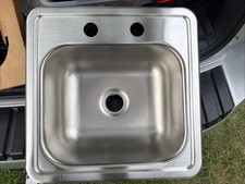 15"x15  x5  Stainless Steel Bar Sink Single Bowl Sink 2 Hole USA