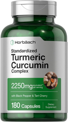 Turmeric Curcumin 2250mg with Black Pepper & Tart Cherry | 180 Capsules Non-GMO!