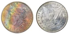 1885-O PCGS MS64 OGH MORGAN $ END ROLL COLORFUL RAINBOW (VIDEO) **