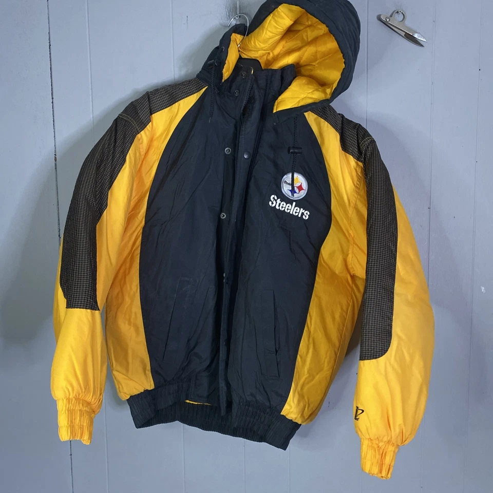 Chaqueta acolchada de colección Pittsburgh Steelers logotipo atlético años 90 Y2K mediana M NFL 25x30 Foto 4 de 4
