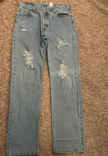 Levi's 501 Straight Button Fly Jeans Mens tag 36x36 MEASURED 34x35 9536