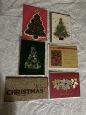 PAPYRUS Lot Of 6 Christmas Holiday Cards  Sparkle Embellished Stones Pretty