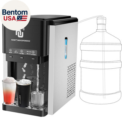 3-In-1 Water Bottle Bottom-Loading Ice Dispenser Water Cooler Crusher, Built-In