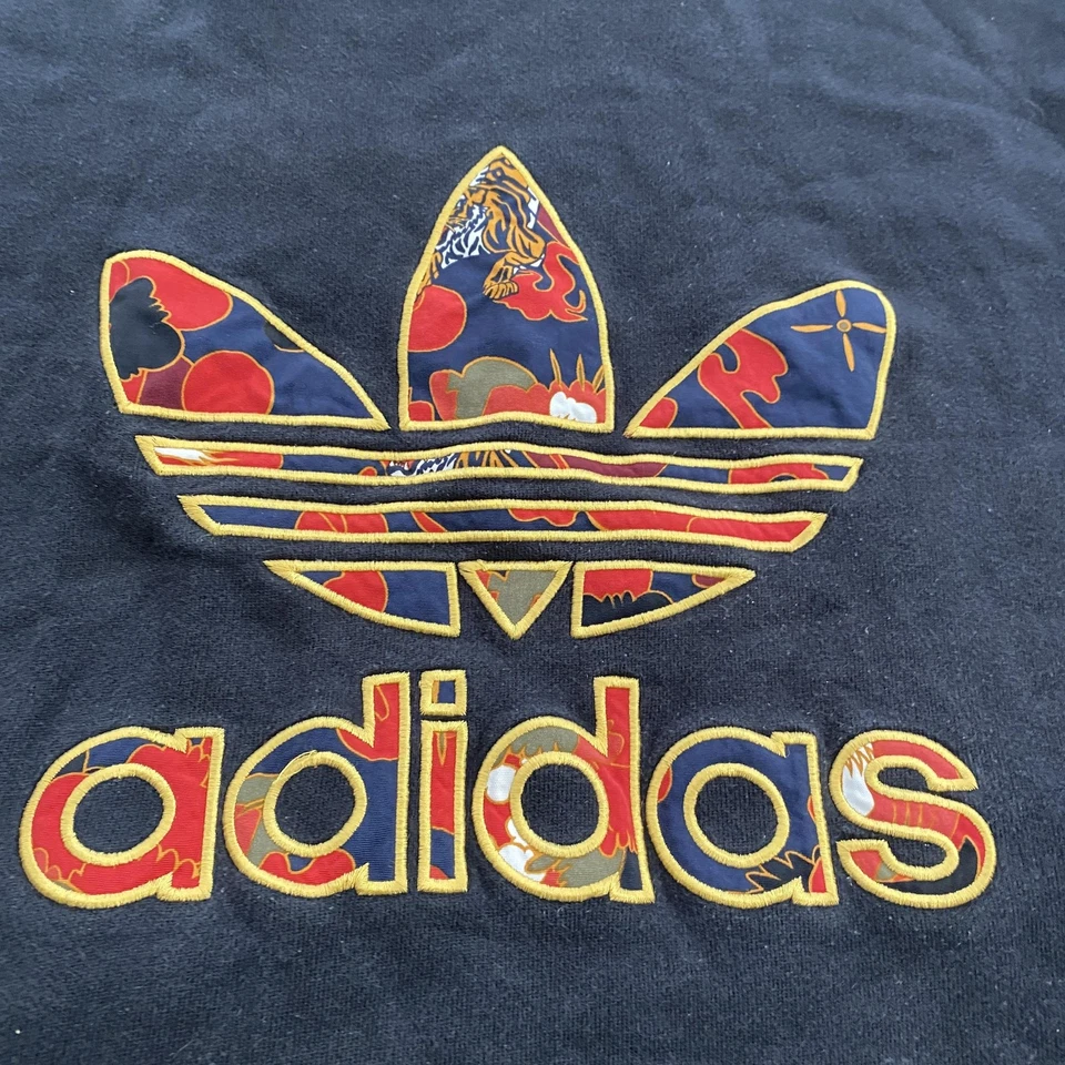 Adidas Originals Hoodie Mens Medium Black Trefoil Tiger CNY Zip Pockets GC8381 - Image 4 of 4