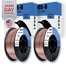 (2 x 10-Lb Spools) ER70S-6 .035" (0.9 mm) Mild Steel MIG Welding Wire