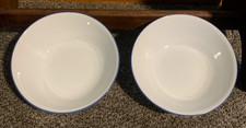 2 Corelle Blue Trim Serving Bowls 8 1/2"