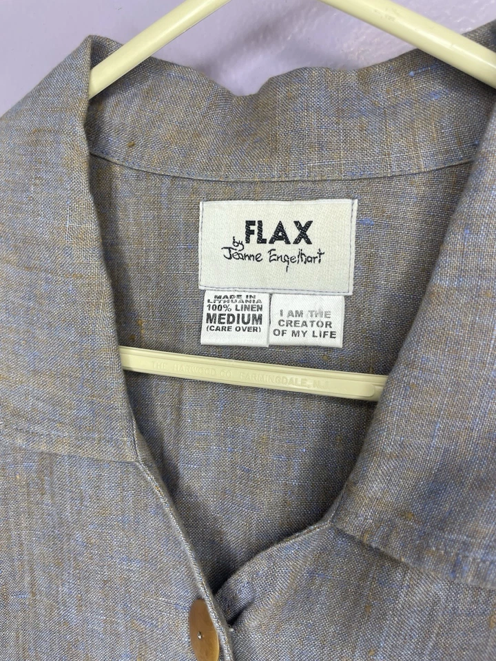 Juego de dos piezas chaqueta falda gris mujer Flax By Jeanne Engelhart 100 % lino talla M Foto 3 de 4