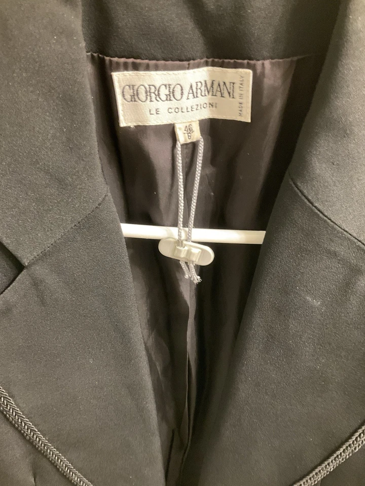Blazer Giorgio Armani Mujer Talla 6 Negro Corbata Italiana Doble Pecho Diseñador Foto 4 de 4