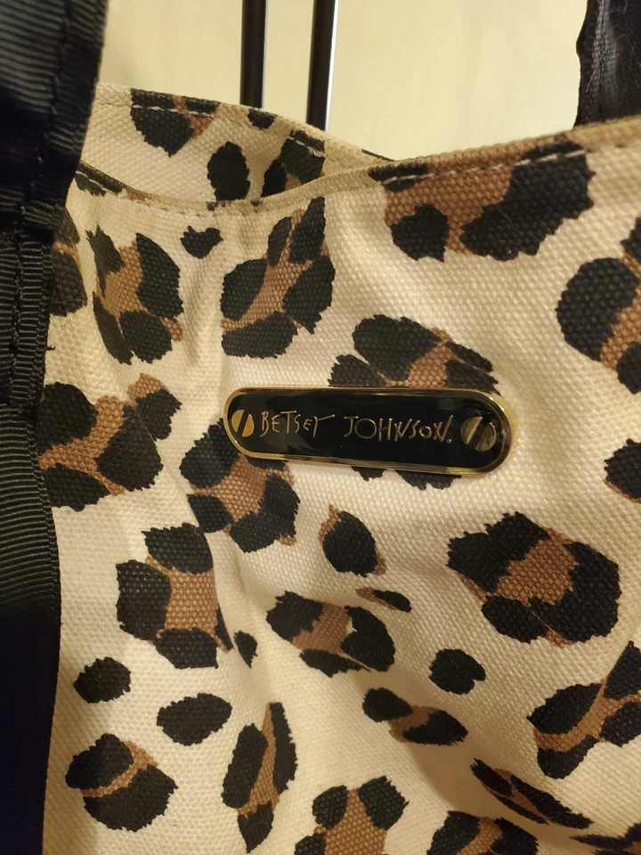 Bolso de Hombro Betsey Johnson Estampado de Leopardo Bolso de Mano Cartera Bolso de Algodón  Foto 2 de 4