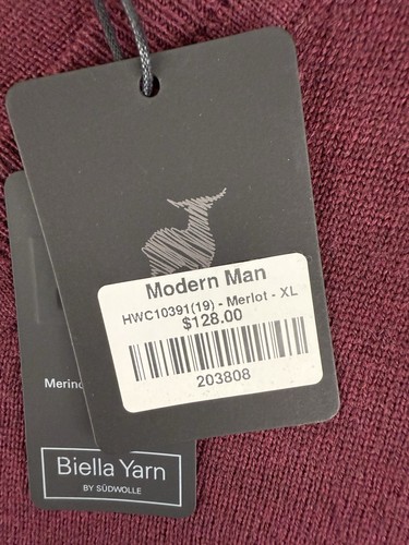Raffi Bronson Sweater Men’s Size XL Merino Wool Burgundy Minimalist Luxury NWT - Picture 5 of 12