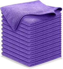 USANOOKS Microfiber Cleaning Cloth - Purple - 12Pcs (12.5x12.5 inch) High Perfor