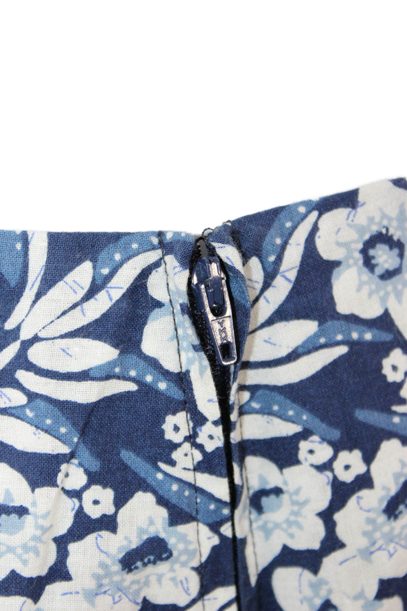 Michael Kors Unisex Dark Blue Floral Cotton Zip Shorts Size 8 thumbnail 4