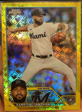 2023 Topps Chrome Logofractor Sandy Alcantara Yellow /75 Marlins