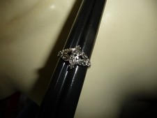 SZ 8 SILVER TONE OPEN CUT TEXTURED FILIGREE RING 8/14-C