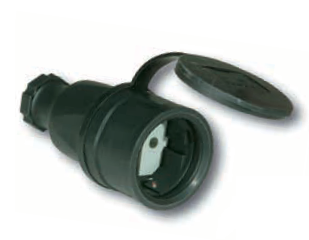 PORTABLE SOCKET 1F Z/U STRAIGHT RUBBER IP44 16A 230V 2411-SRW