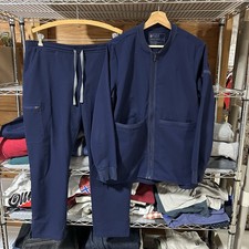 FIGS SCRUBS 2 Piece Set Womens M / L Blue 3 Pocket Top Joggers Bellery Jacket