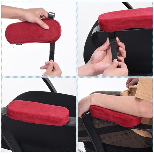 Office Chair Arm Pads,2 pcs Office Chair Arm Cover Soft Armrest Pad,Red - Afbeelding 5 van 6