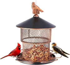 Bird Feeders for Outdoors Hanging 4lb Large Seed Capacity Metal Birdfeeders Wild