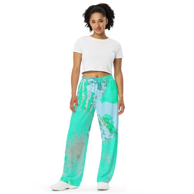 Pants ''Abstract Menthe'' All-over print unisex wide-leg pants