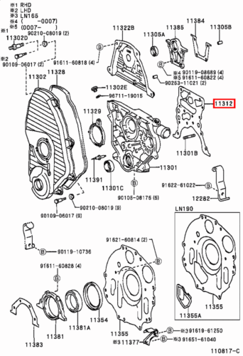 Genuine Hilux LN171 LN170 LN167 LN166 3L 5L 2L Timing Gear Cover Case Gasket - Picture 6 of 20