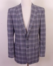 vintage 60s 70s Botany 500 Gray Brown Plaid 100 Wool Blazer Sportcoat SZ 40 L