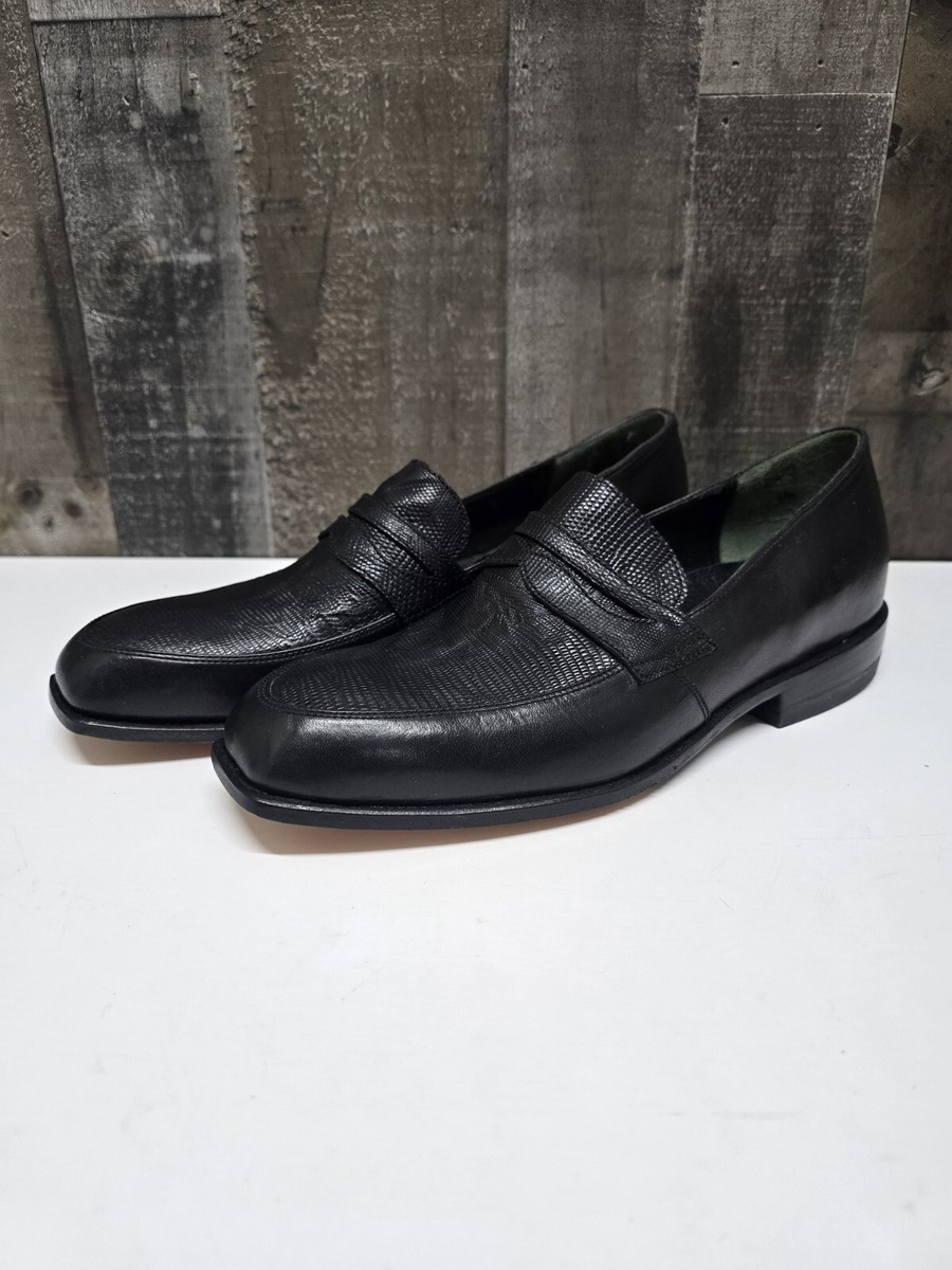 Lizard Skin Black Loafers by David Espinoza Size 7D NEW!