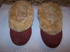 Vintage DK Rust Suede Faux Fur Lined Made in USA House Slippers SZ 9