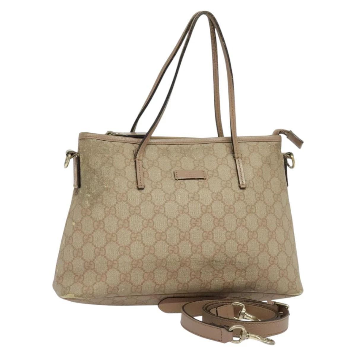 Sac à main GUCCI GG Supreme PVC 2 voies rose 353440 authentique BD1945